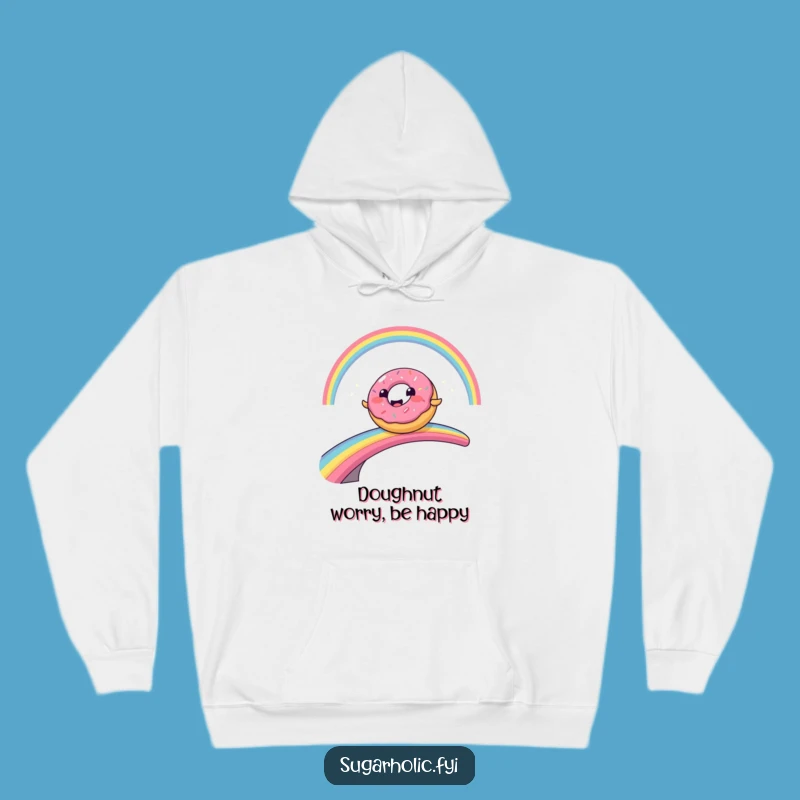 Cozy Funny Donut Rainbow Slide Hoodie: Warm Cartoon Character Comfort