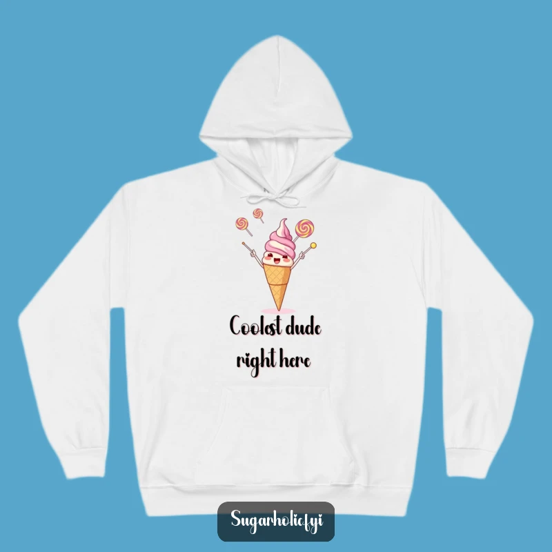 Cozy Funny Ice Cream Lollipop Juggling Hoodie: Warm Sweet Fun