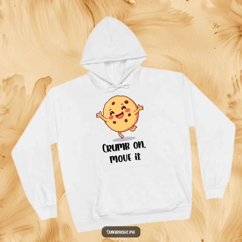 Funny Hoodie featuring a smiling cookie character mid-cartwheel, radiating pure joy and happiness.