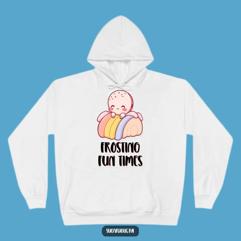 Funny Macaroon Rainbow Slide Hoodie - Cozy Sweet Blush Apparel, Perfect Gift