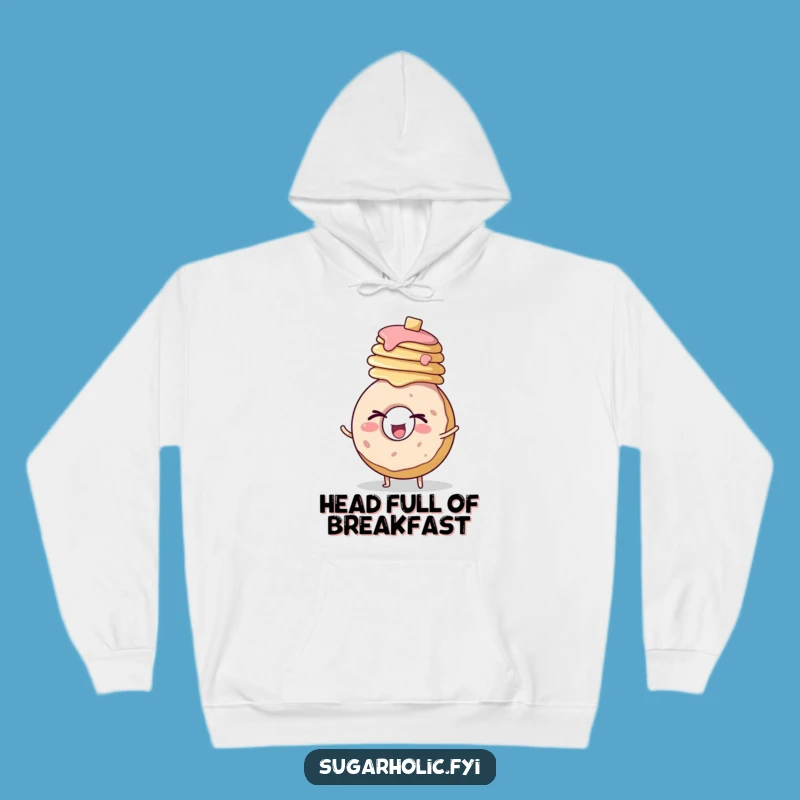 Cozy Funny Donut Pancake Wink Hoodie: Warm Enthusiastic Character Comfort Gift