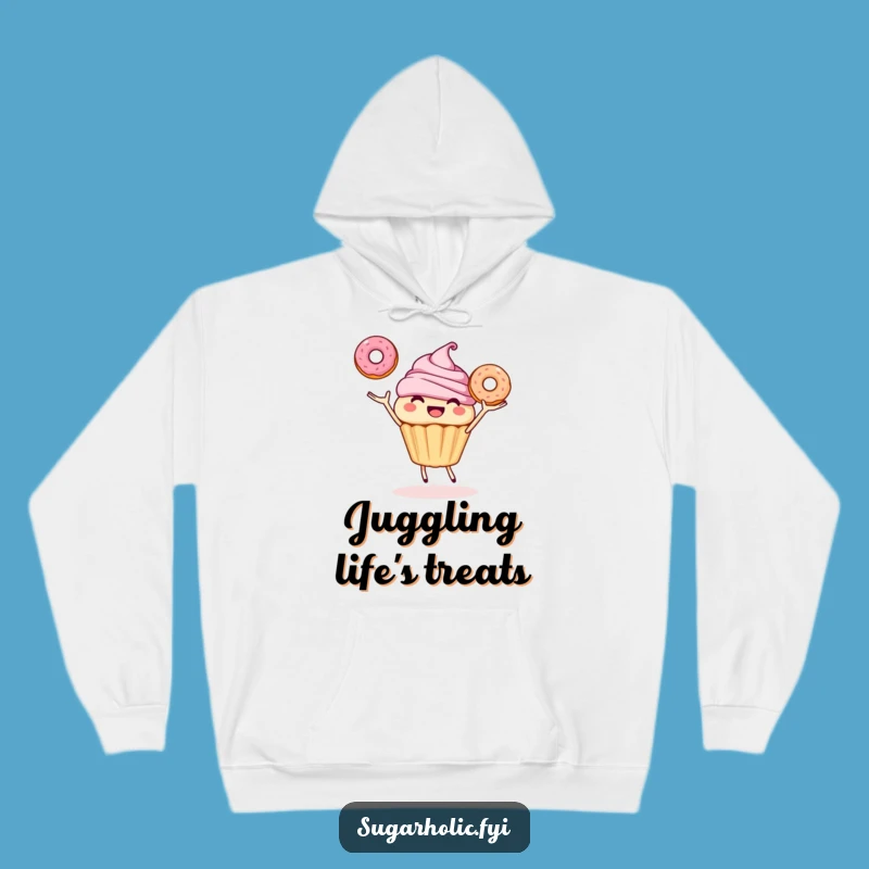 Funny Cupcake Donut Juggling Hoodie: Cozy Sweetness for Any Day!
