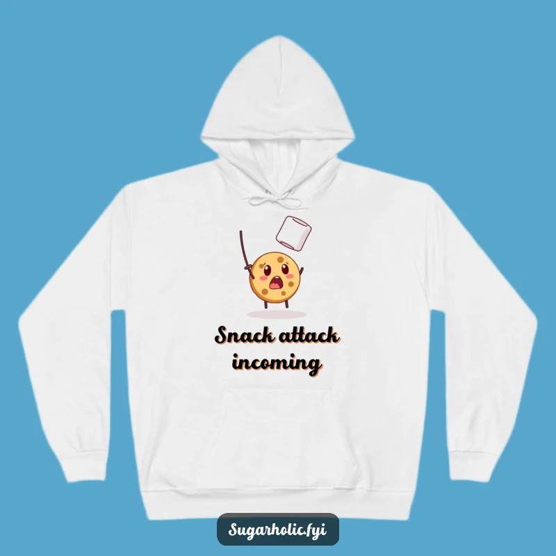Funny Surprised Cookie Hoodie: Cozy Marshmallow Catching Sweatshirt, Perfect Funny Gift!