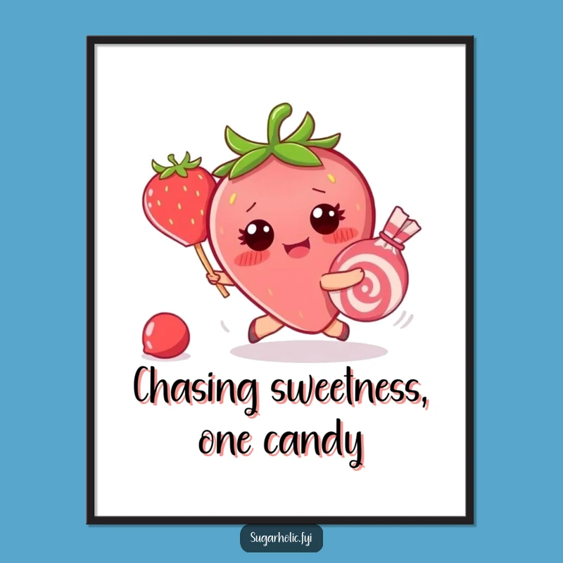 Free Printable Wall Art: Strawberry Candy Chase Whimsy