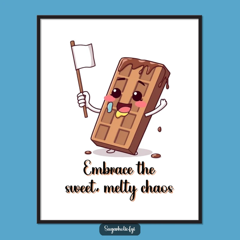 Free Printable Wall Art: Melting Chocolate Flag Wave Funny Downloadable Decor