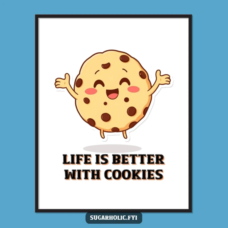 Free Printable Cookie Wall Art: Funny Dancing Cookie Decor, Downloadable Art Gift