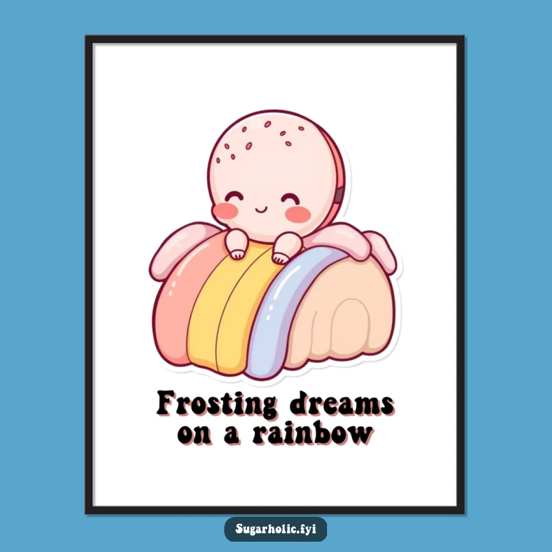 Funny Free Printable Wall Art: Macaroon Rainbow Slide Downloadable Decor