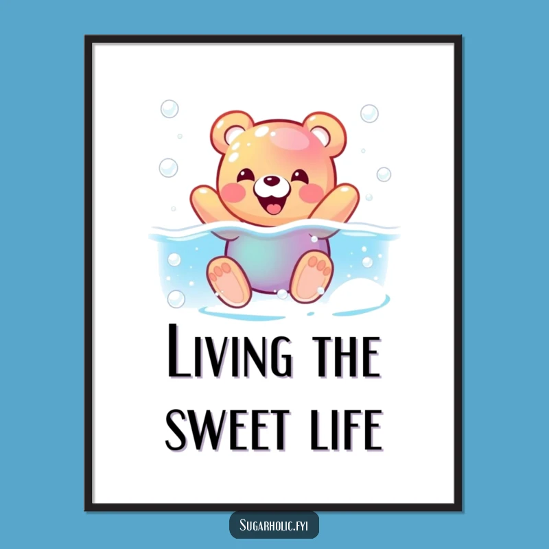 Funny Free Printable Wall Art: Gummy Bear's Soda Pool Party, Quirky Decor