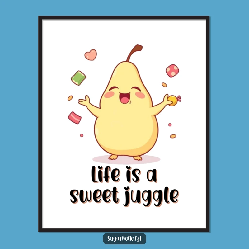 Funny Free Printable Wall Art: Juggling Pear Whimsy, Quirky Downloadable Decor