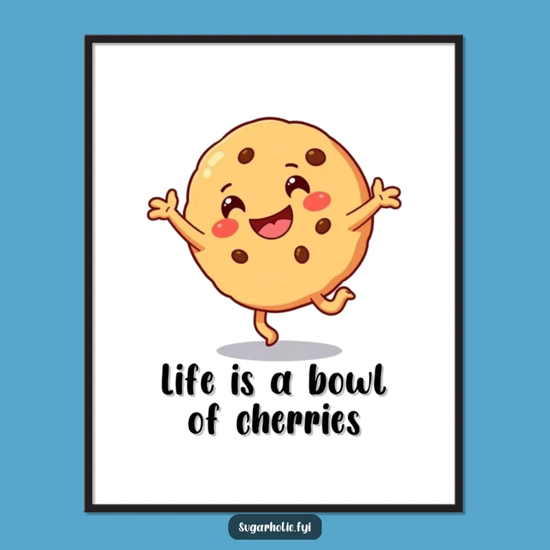 Free Printable Wall Art: Cookie Cartwheeling with Joy - Funny Downloadable Decor