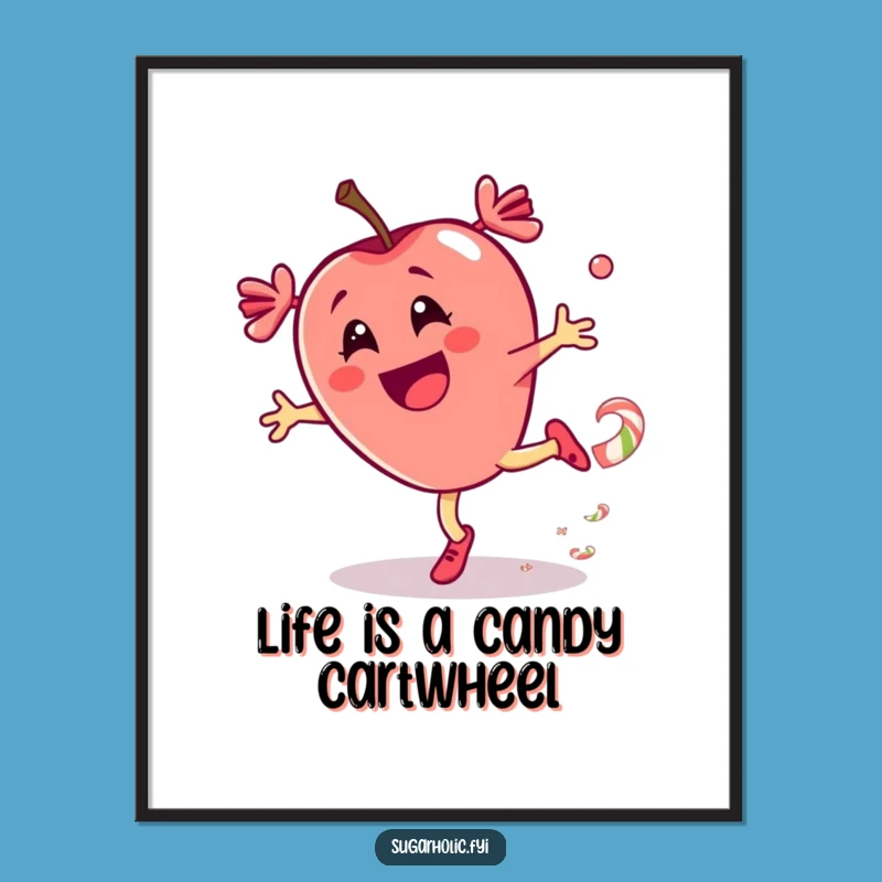 Funny Free Printable Wall Art: Candy Apple Cartwheel Fun - Downloadable Decor
