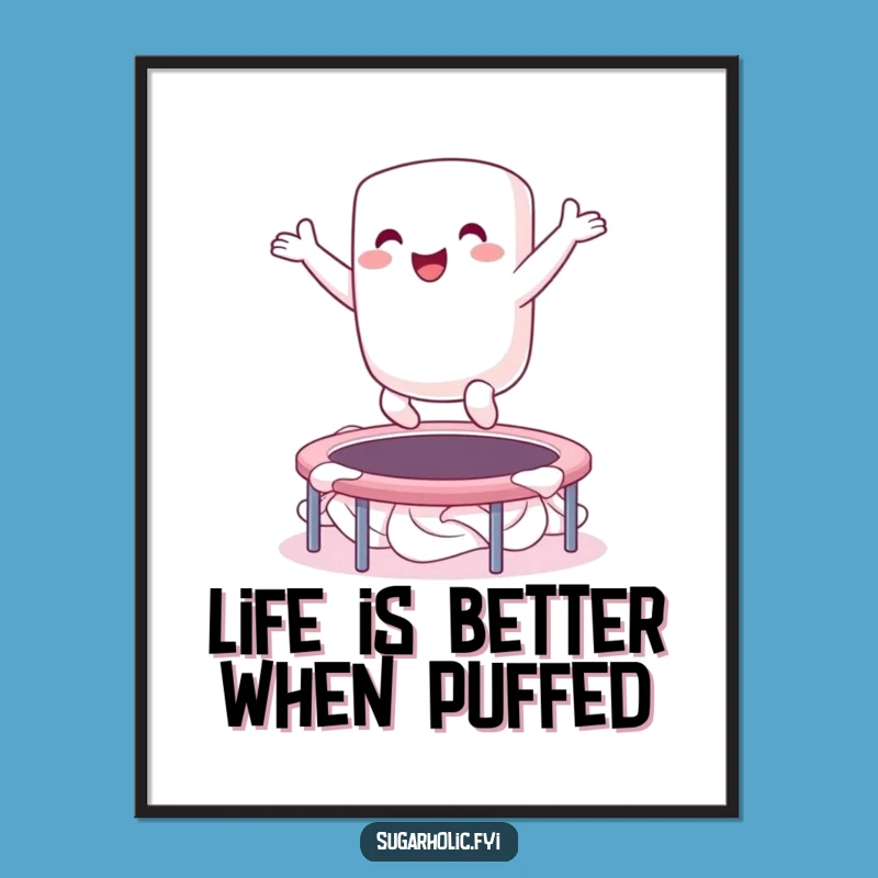 Free Printable Marshmallow Trampoline Art: Funny Downloadable Gift for Playful Room Decor