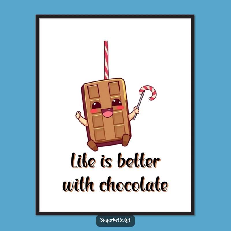 Free Printable Chocolate Swing Art: Funny Downloadable Gift for Playful Room Decor