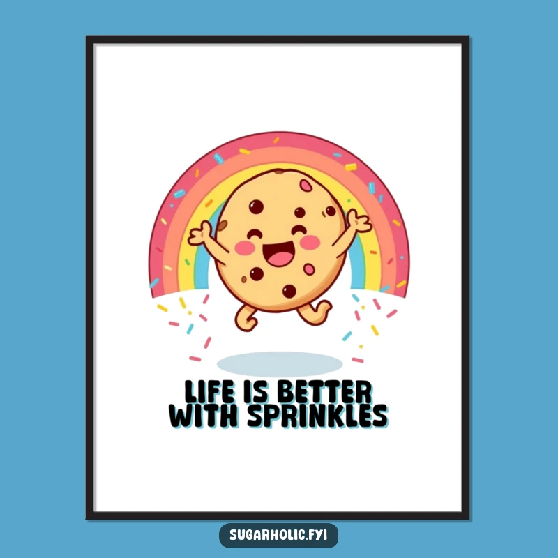 Funny Free Printable Wall Art: Cookie Leaping Sprinkles, Vibrant Downloadable Decor