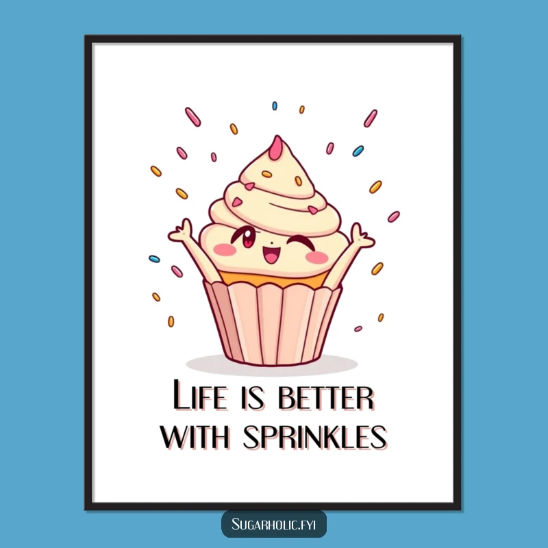 Free Printable Wall Art - Winking Cupcake Sprinkles Funny Downloadable Art