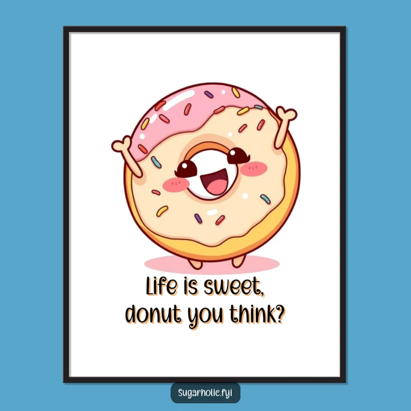 Free Printable Donut Wall Art: Funny Bouncing Donut Decor, Downloadable Art Gift