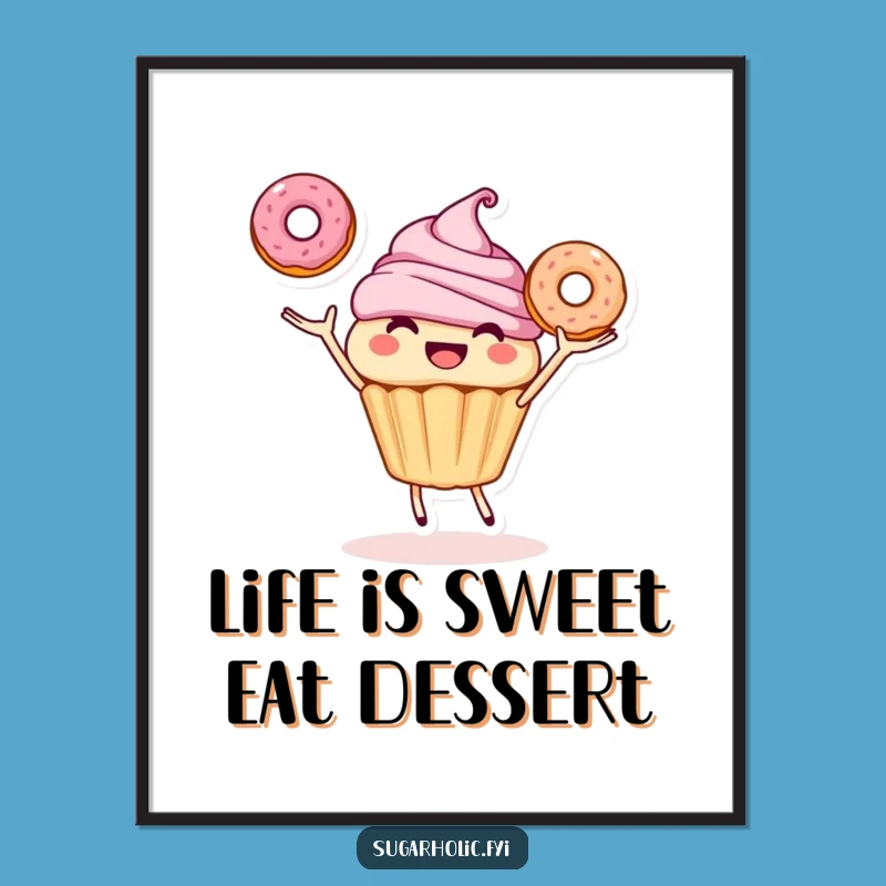 Free Printable Wall Art: Juggling Cupcake Donuts - Whimsical Downloadable Art