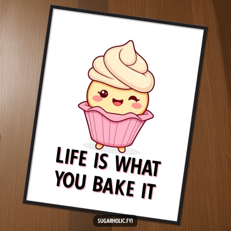 Funny Free Printable cupcake character with frosting, wiggling its wrapper, adding a whimsical and cheerful vibe to art.