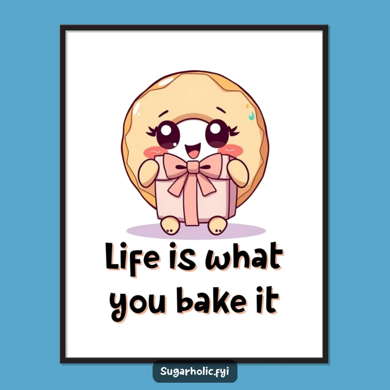 Free Printable Funny Donut Present Wall Art - Quirky Downloadable Decor