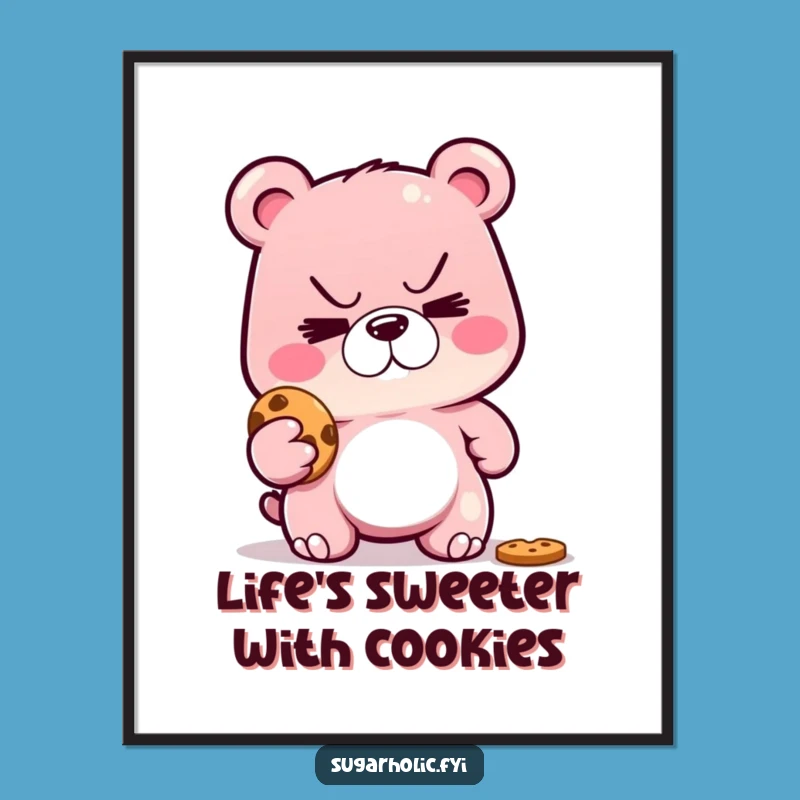 Free Printable Funny Wall Art: Sly Gummy Bear Cookie Heist Downloadable Decor