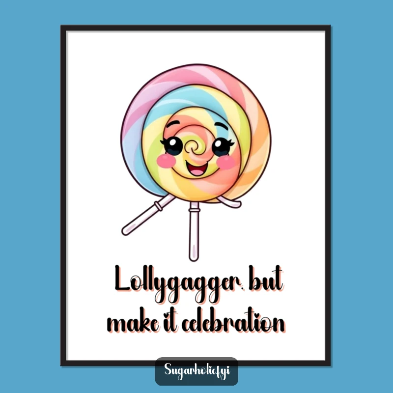 Funny Free Printable Wall Art: Delightful Lollipop Character Spinning Joy Downloadable Art