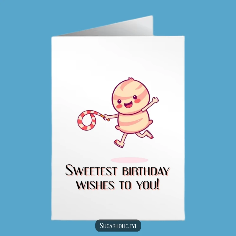 Free Printable Birthday Card: Candy Skipping Rope, Funny Sparkly Downloadable Gift