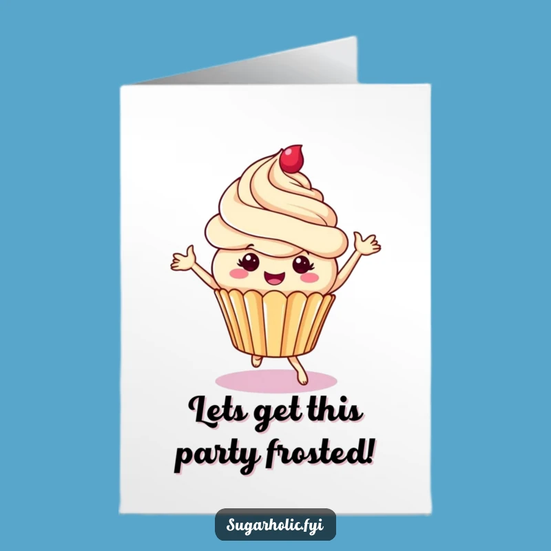 Free Printable Birthday Card: Dancing Cupcake, Funny Frosting Downloadable Gift