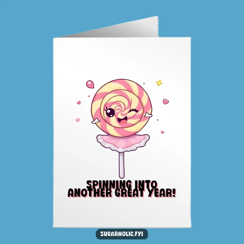 Free Printable Birthday Card: Dizzy Lollipop ballerina, funny downloadable gift for her!