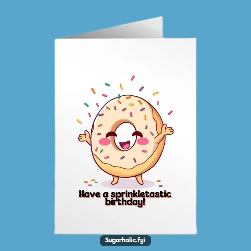 Free Printable Birthday Card: Donut Sprinkle Juggling Funny Gift