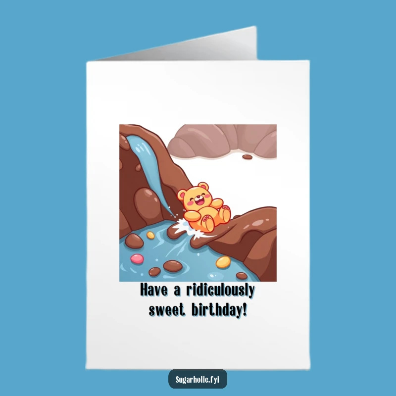 Free Printable Birthday Card: Gummy Bear Chocolate River, Funny DIY Gift!