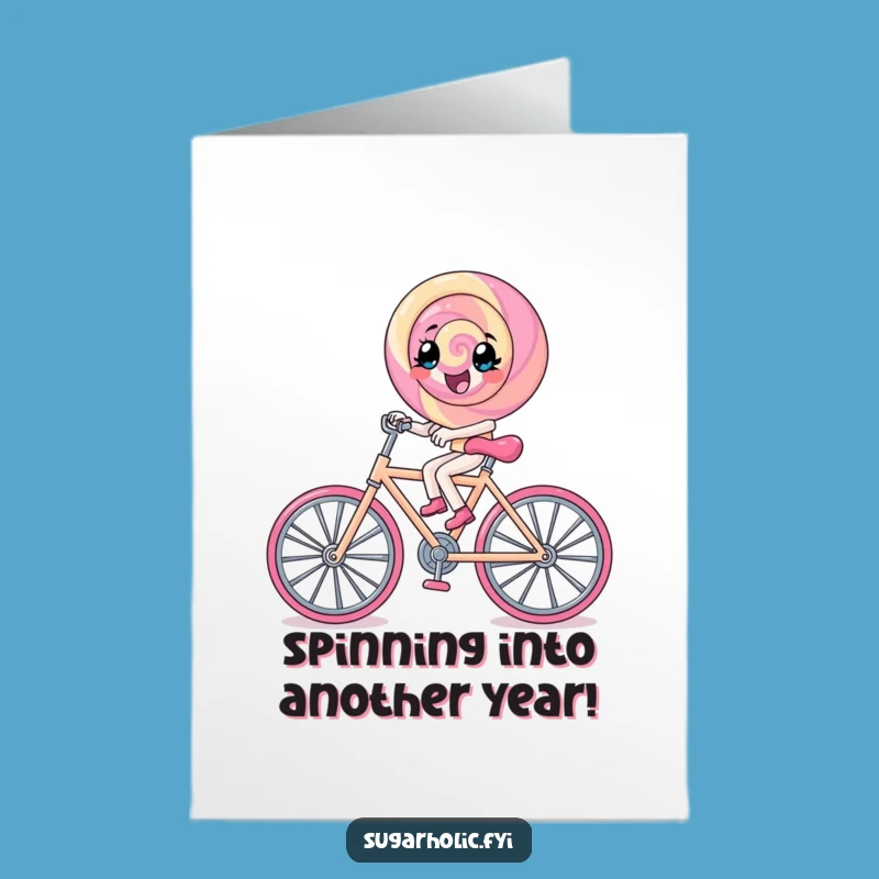 Free Printable Birthday Card: Lollipop Cyclist, Downloadable Funny Bike Gift