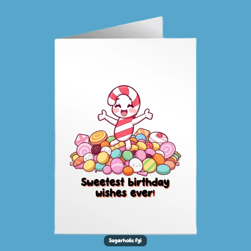 Free Printable Happy Birthday Card: Jolly Candy Cane Spin for a Sweet Downloadable Gift