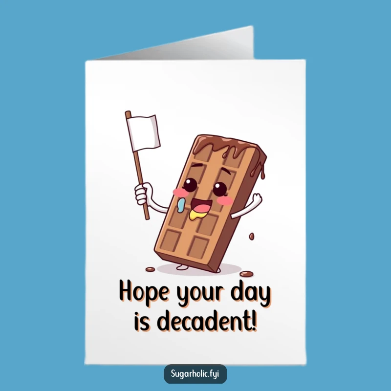 Free Printable Happy Birthday Card: Melting Chocolate Flag Wave Funny Downloadable Gift