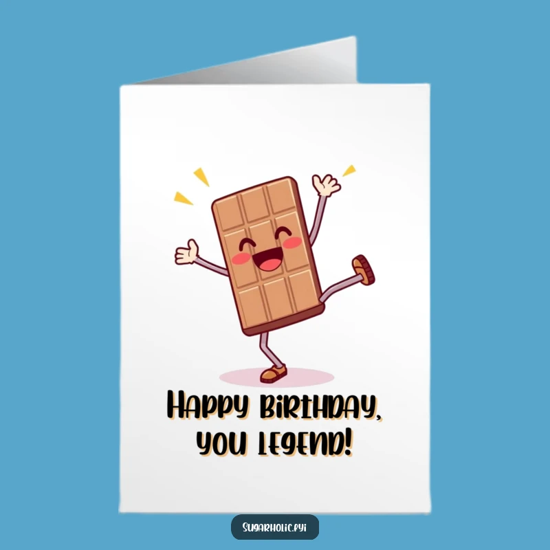 Free Printable Birthday Card: Chocolate Bar's Cartwheel Fun, Energetic Download