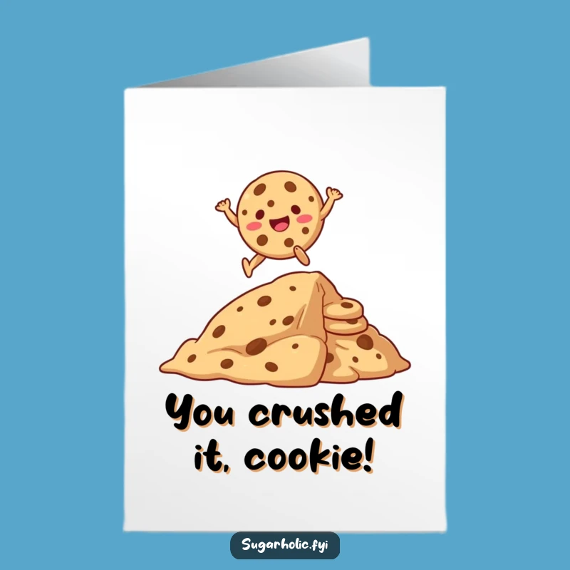 Free Printable Congrats Card: Giggling Cookie Leaps High - Funny Downloadable Gift