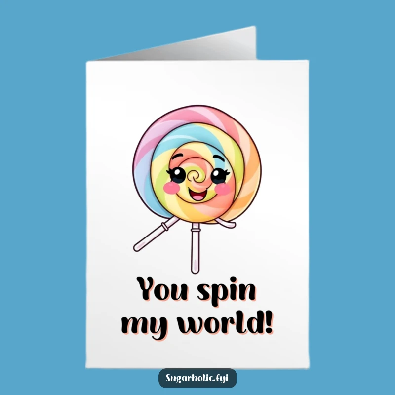 Free Printable Congrats Card: Joyful Lollipop Character Spinning Celebration Downloadable Gift