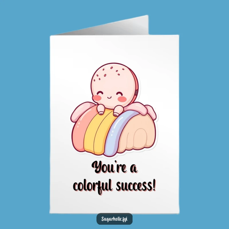 Free Printable Congrats Card: Macaroon Rainbow Slide Funny Celebration