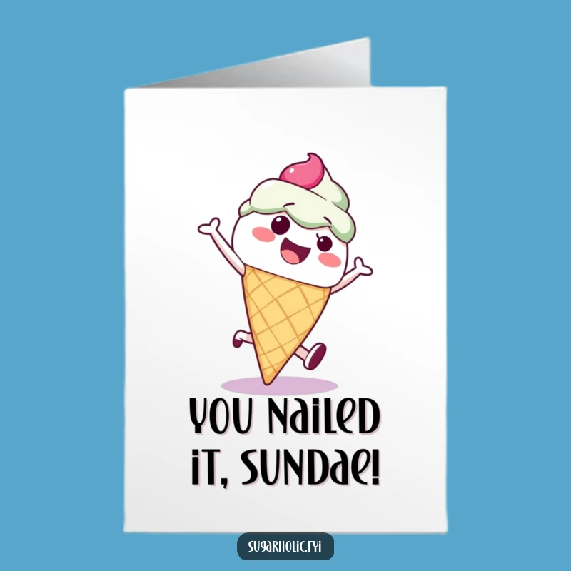 Free Printable Ice Cream Cone Cartwheel Congrats Card - Joyful Downloadable Gift