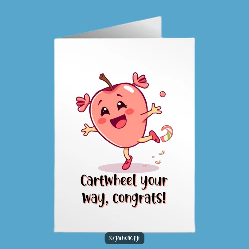 Printable Congrats Card: Candy Apple Cartwheel Celebration - Free Download