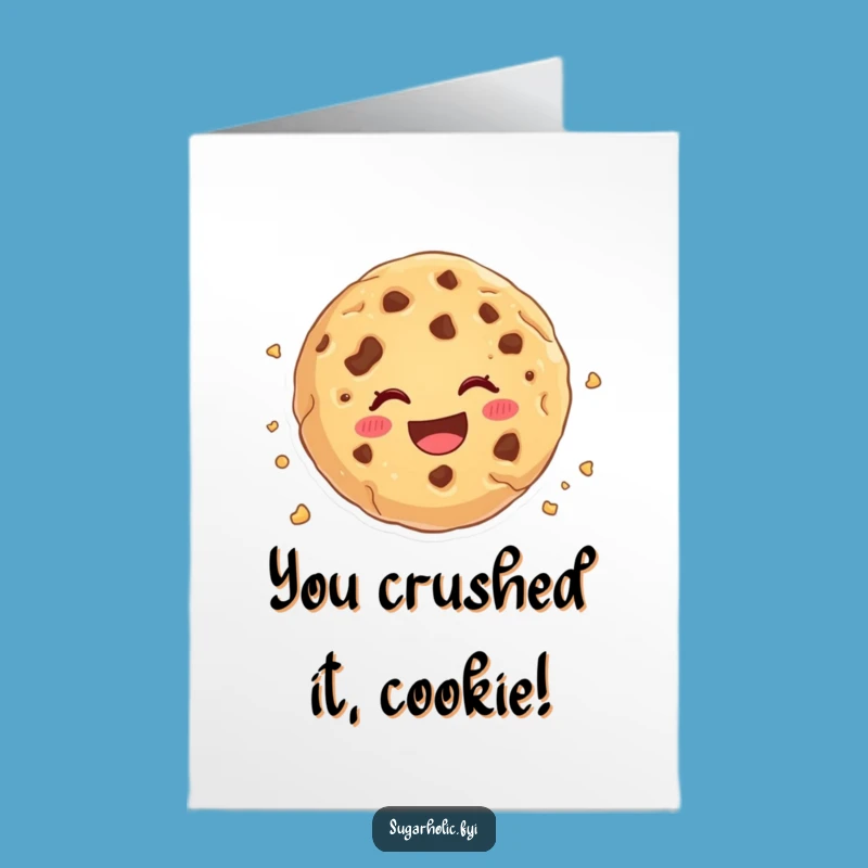 Free Printable Congrats Card: Crumbling Cookie Cheer, Humorous Downloadable Greeting