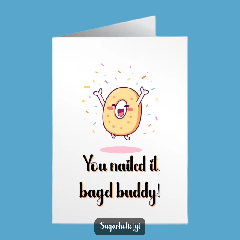 Free Printable Congrats Card: Joyful Bagel Confetti Blast, Funny Downloadable