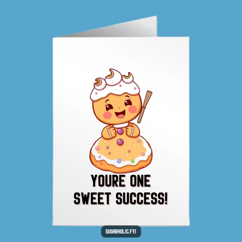Printable Congrats Card: Gingerbread's Sweet Success - Free Downloadable Humor