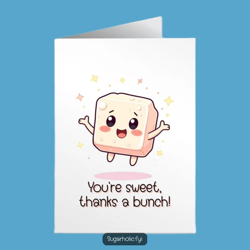 Free Printable Sugar Cube Thank You Card: Sparkly Bounce Expressing Gratitude