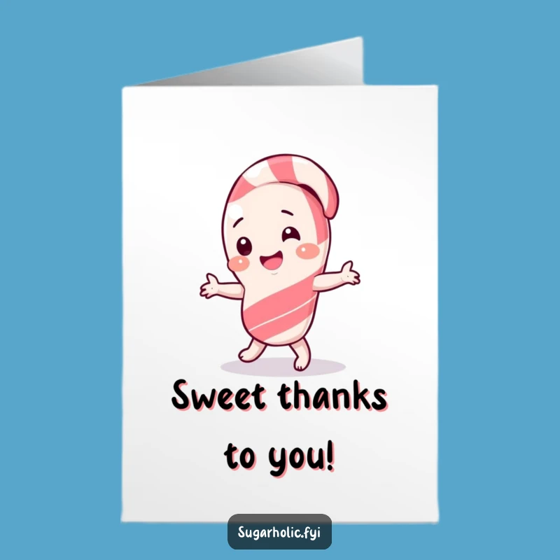 Free Printable Thank You Card: Candy Cane Dancing Thanks - Funny Downloadable
