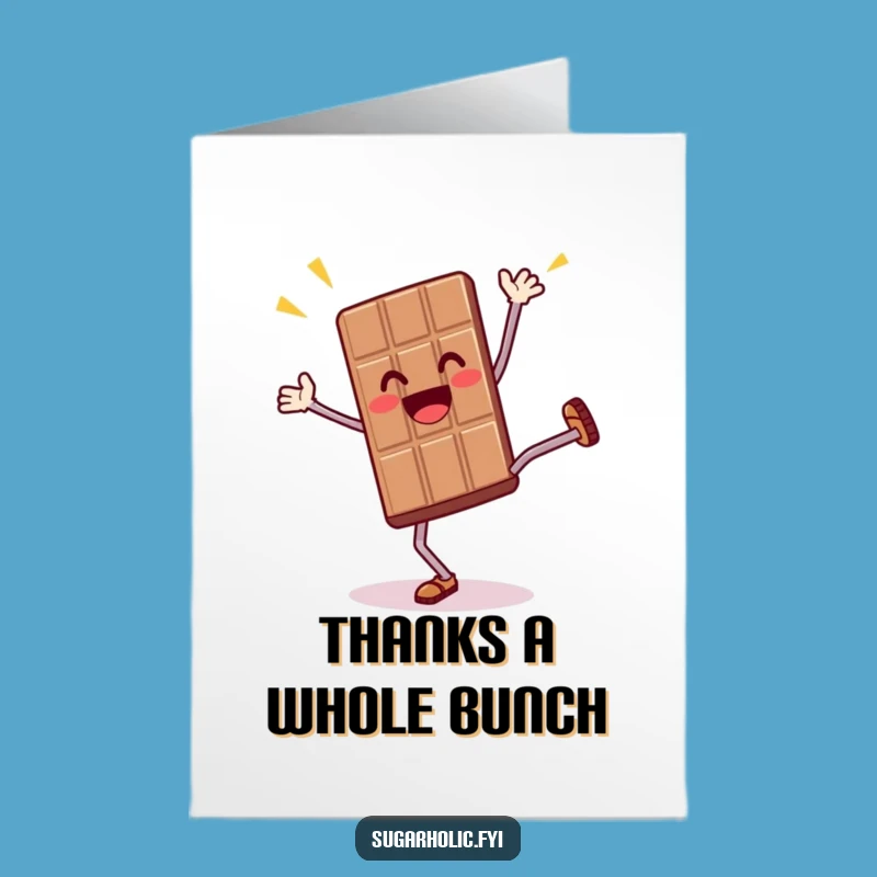 Free Printable Thank You Card: Chocolate Bar's Energetic Thanks, Cartwheel Download