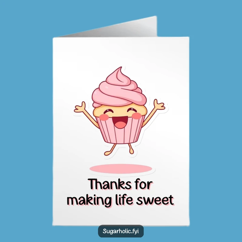 Free Printable Thank You Card: Excited Cupcake Expressing Gratitude Joyfully