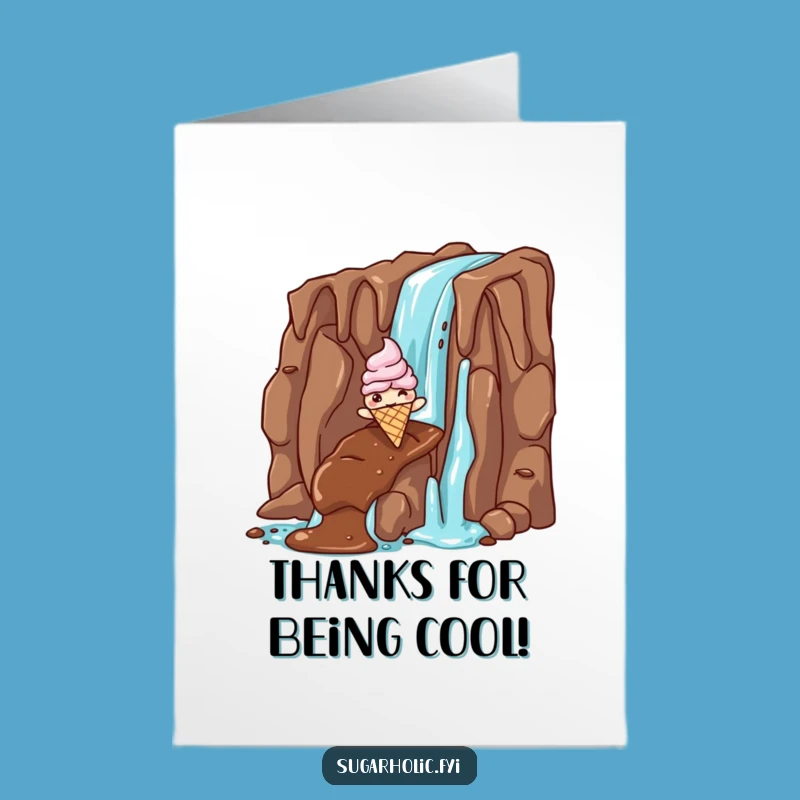 Free Printable Thank You Card: Ice Cream Waterfall, Heartfelt Downloadable Funny Gift