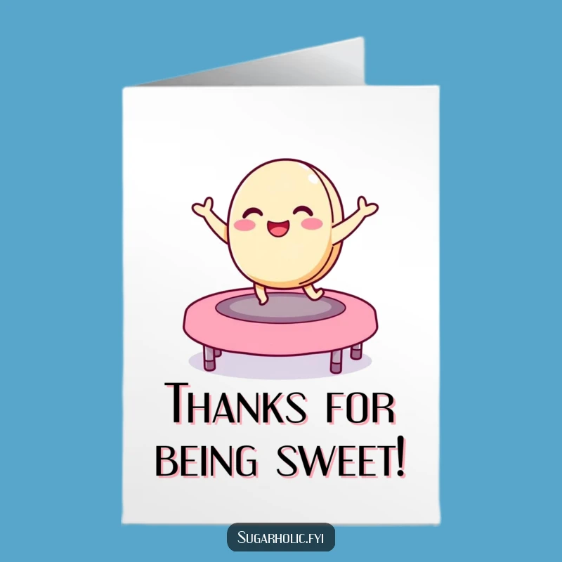 Free Printable Thank You Card: Macaron Trampoline, Heartfelt Downloadable Funny Gift