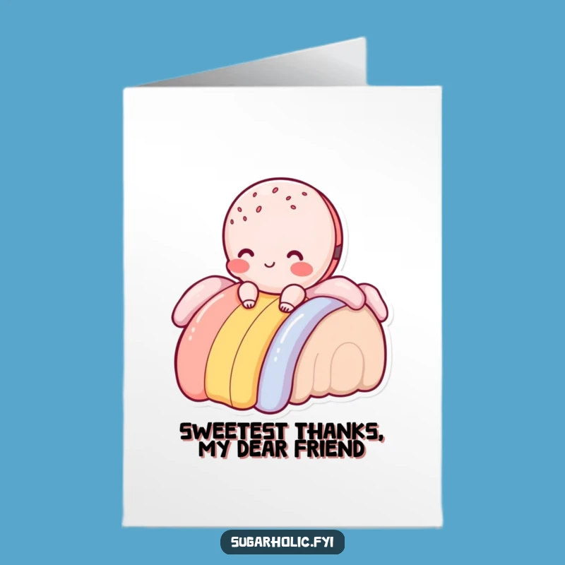 Free Printable Thank You Card: Macaroon Rainbow Slide Funny Gratitude