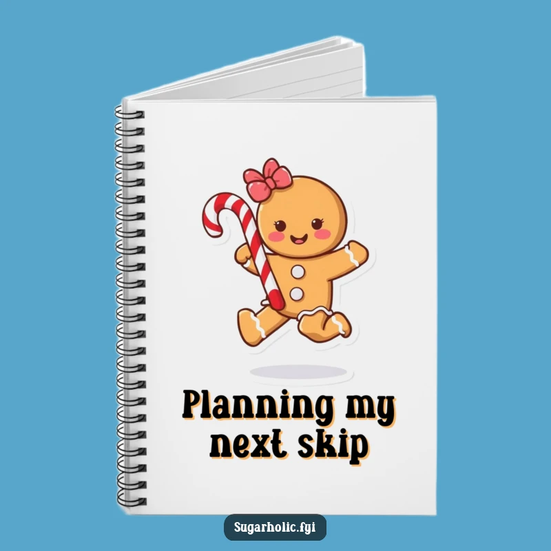 Funny Gingerbread Cookie Skipping Candy Cane Notebook - Journal Your Fun Ideas